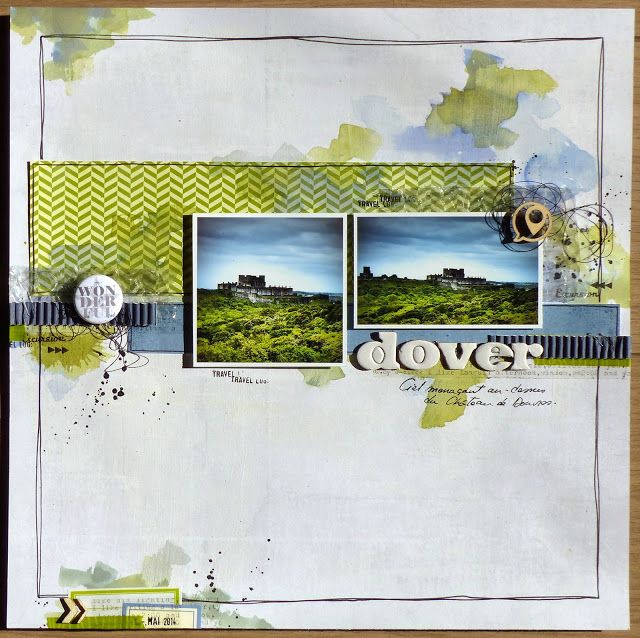 Mag&Scrap: "Dover" : 9ème tour du Tournoi de la Fée du Scrap Multi Photo Scrapbook Layouts, Scrapbooking Layouts Travel, Scrapbook Gallery, Mixed Media Scrapbooking, Photo Layouts, Scrapbook Sketches, Travel Scrapbook, Scrapbook Pages, Smash Book