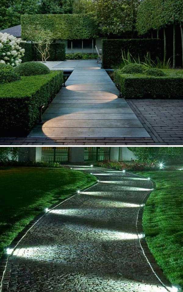 Illuminare il vialetto in giardino! 20 bellissime idee a cui ... Illuminazione esterna per giardini