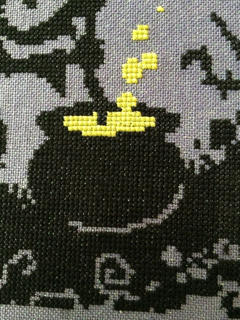 Witch Cross Stitch Pattern, Cross Stitch Patterns, Halloween Season, Halloween Witch, Is 2016, Darkness Falls, Witches Cauldron, Dmc Floss, Leaflet