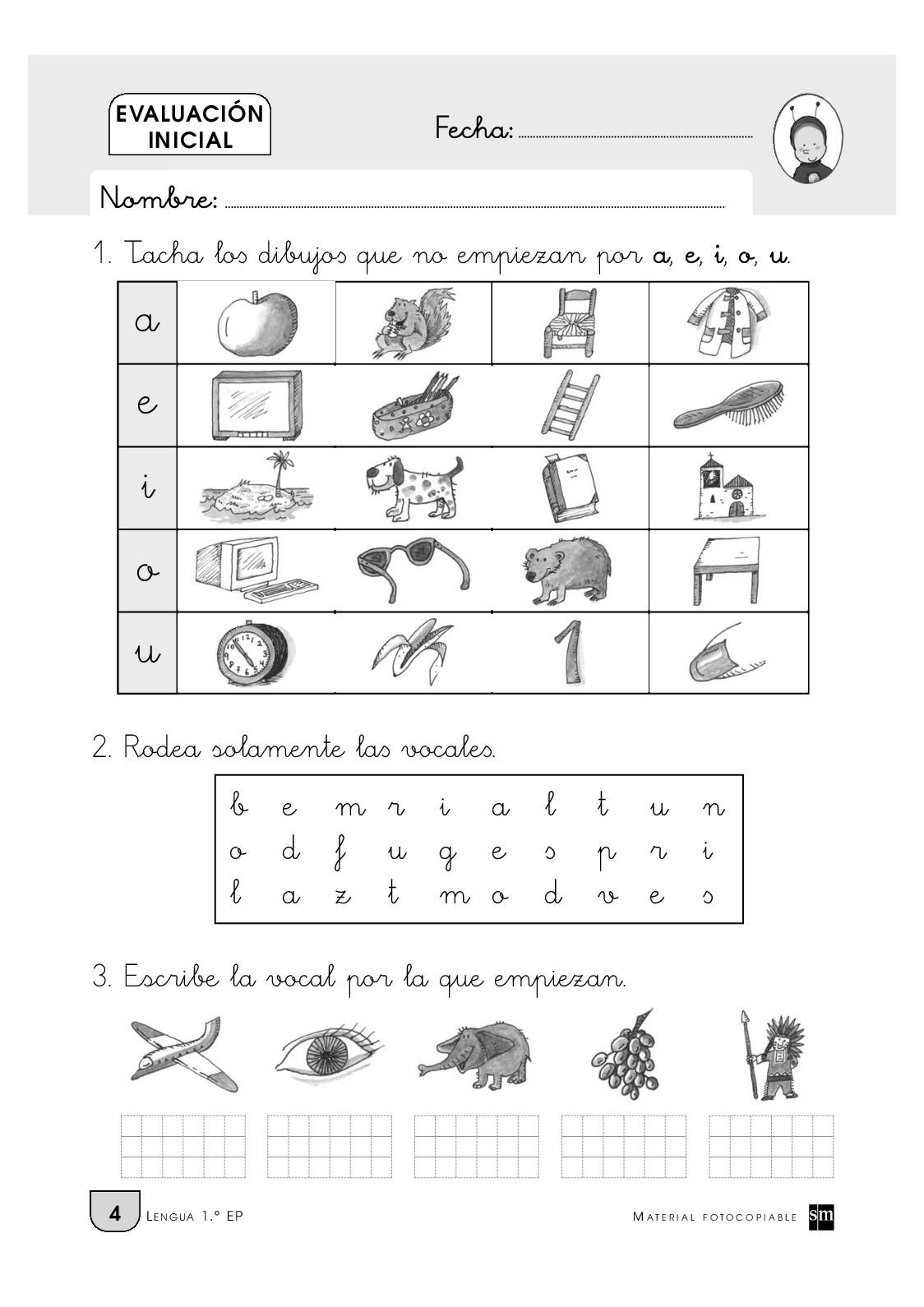 Evaluacion Inicial Para Primero De Primaria