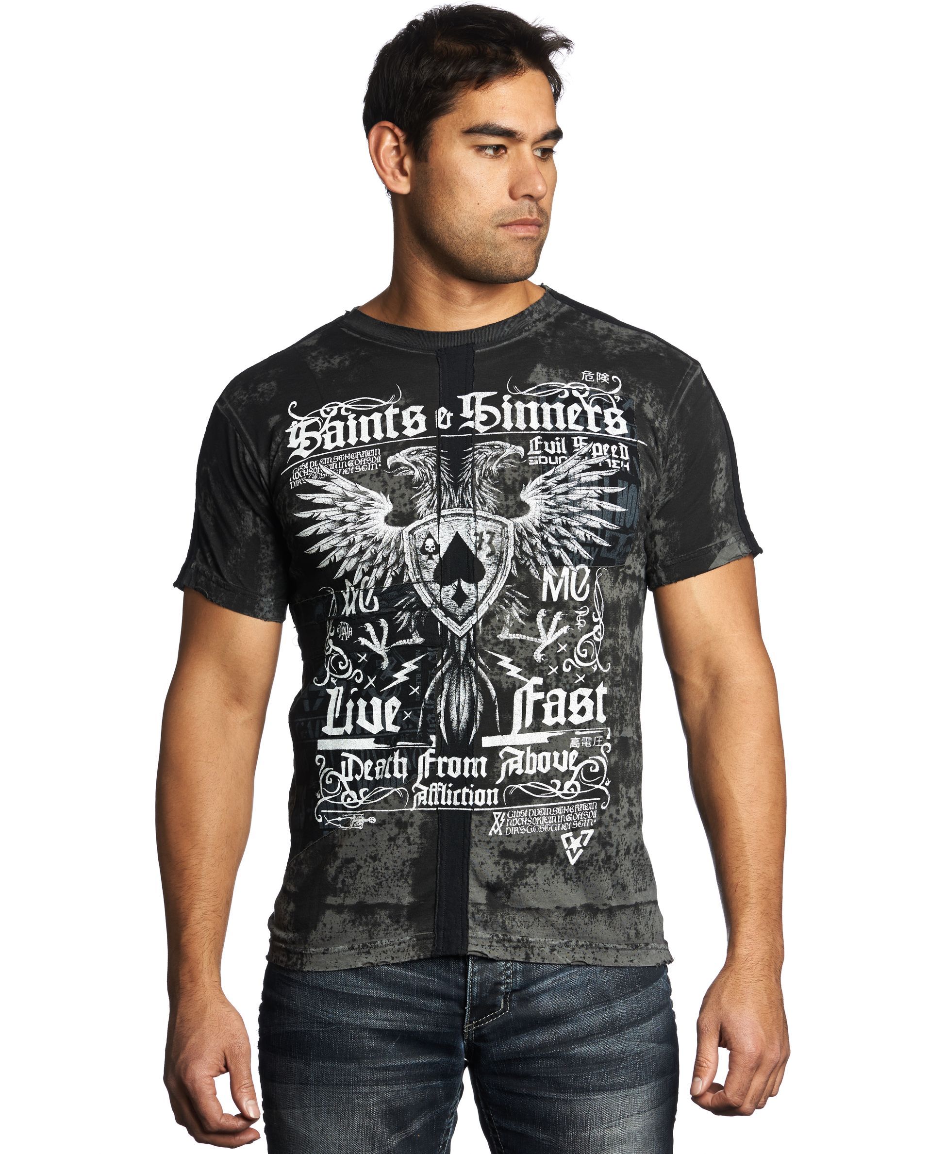 Affliction Saints & Sinners TShirt Mens tshirts, Shirts