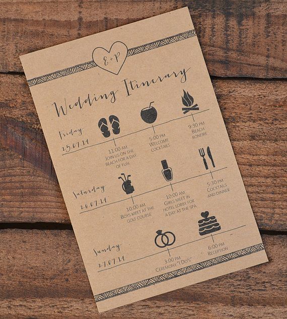 Wedding Itinerary/Schedule Wedding Weekend by WanderlustWeddings