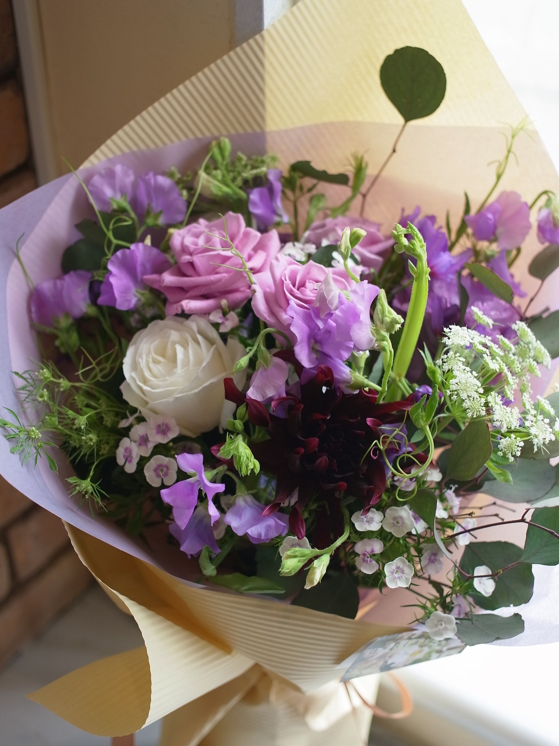パープルカラーの花束 花束 スイートピー パープル パープルカラーの花束 花束 スイートピー パープル