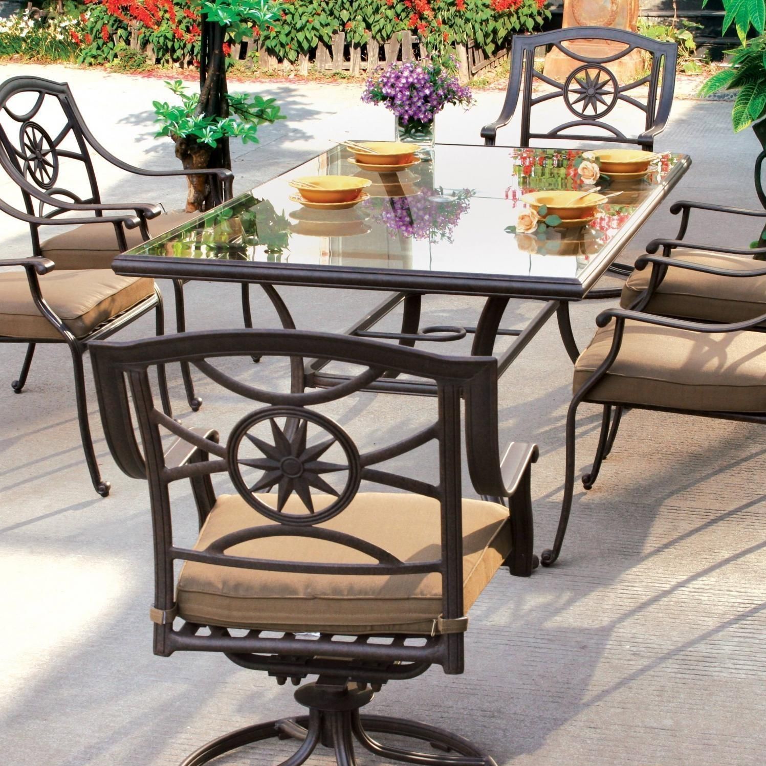 Darlee Ten Star 7 Piece Cast Aluminum Patio Dining Set With