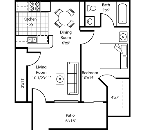 Single Bedroom House Plans Inspirational Unit K Floor Plan In 2020 Sims House Plans One Bedroom House Plans One Bedroom House