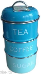 Kitchen Stackable Storage Jar Tea Sugar Coffee Tin Canister Caddy Kitchen Stackable Storage Jar Tea Sugar Coffee Tin Canister Caddy Red Blue Black