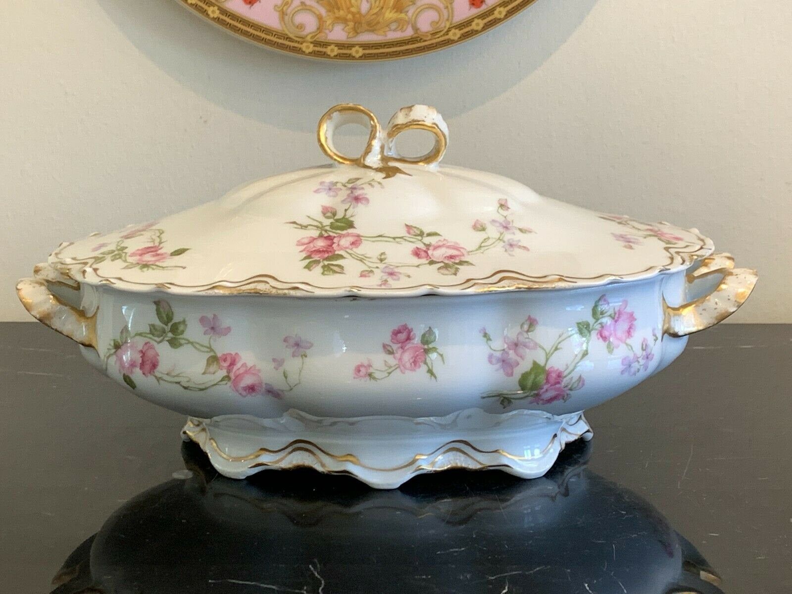 "For your consideration is an impressive porcelain platter or serving tray by Haviland, Limoges, made for Frank Empsall Company in Watertown, New York. It measures 13\", and it is in pretty good antique/used condition. There is a chip on the bottom rim (see last photo) and minor loss of gold, consistent with its age and use. All Florida residents will be charged a 6% state sales tax during the checkout process. Shipping Information- We know how important it is that your item arrive quickly and u Antique Dishes, Antique Glassware, Antique China, Vintage Dishes, Vintage Bar, Vintage China, Vintage Decor, Vintage Items, Fine China Dinnerware
