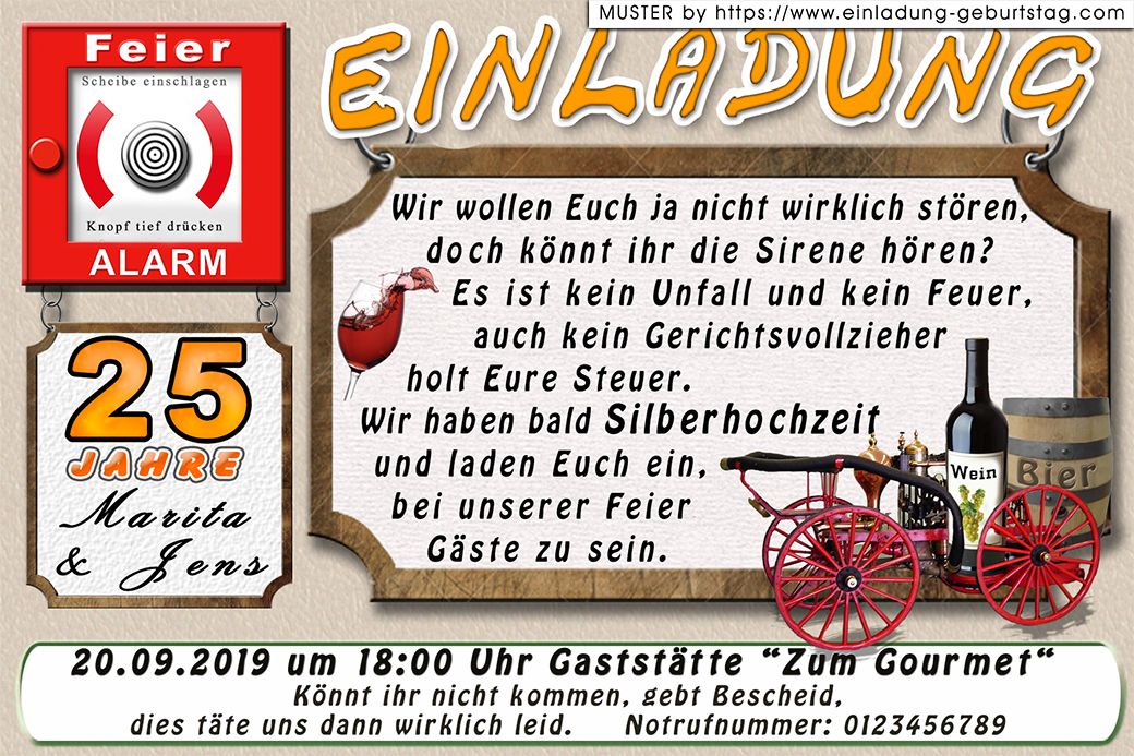 Der Feier Alarm Lustige Einladungskarten Silberhochzeit In 2019