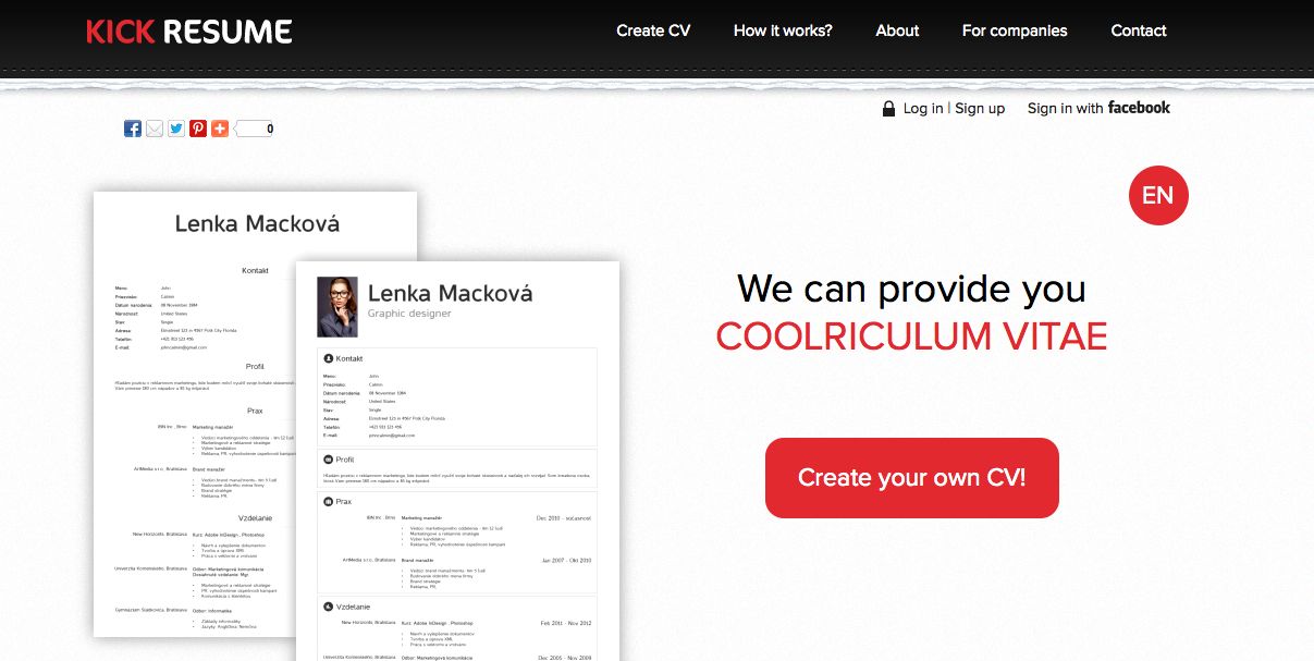 English version of Kickresume is waiting for you! Create your