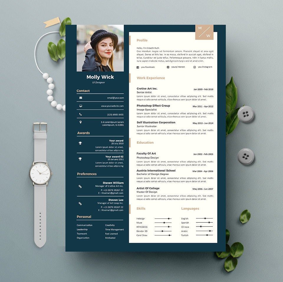 Two Pages Modern And Professional Cv Resume Template With Cover Letter Microsoft Word And Apple Pages Resume Formats In 2021 Resume Design Creative Resume Design Template Minimalist Resume Template
