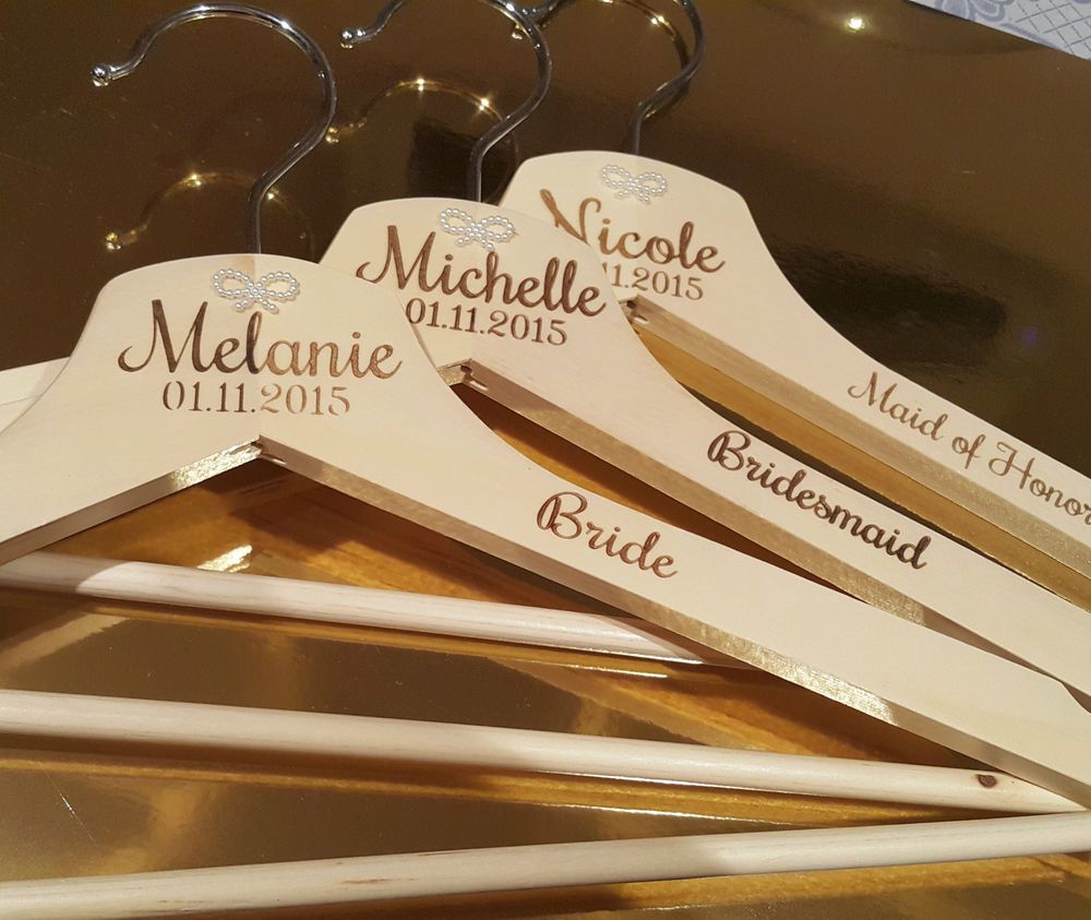 5 Pcs Personalised Engraved Bridal Wooden Coat Hangers Bridesmaid 5 Pcs Personalised Engraved Bridal Wooden Coat Hangers Bridesmaid Wedding Gift