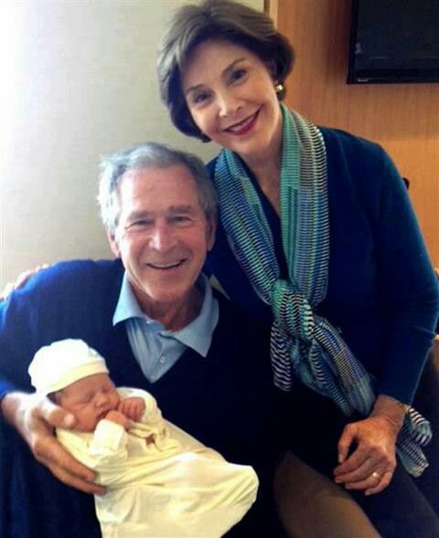Former President George Bush Wife Laura And New Grandbaby