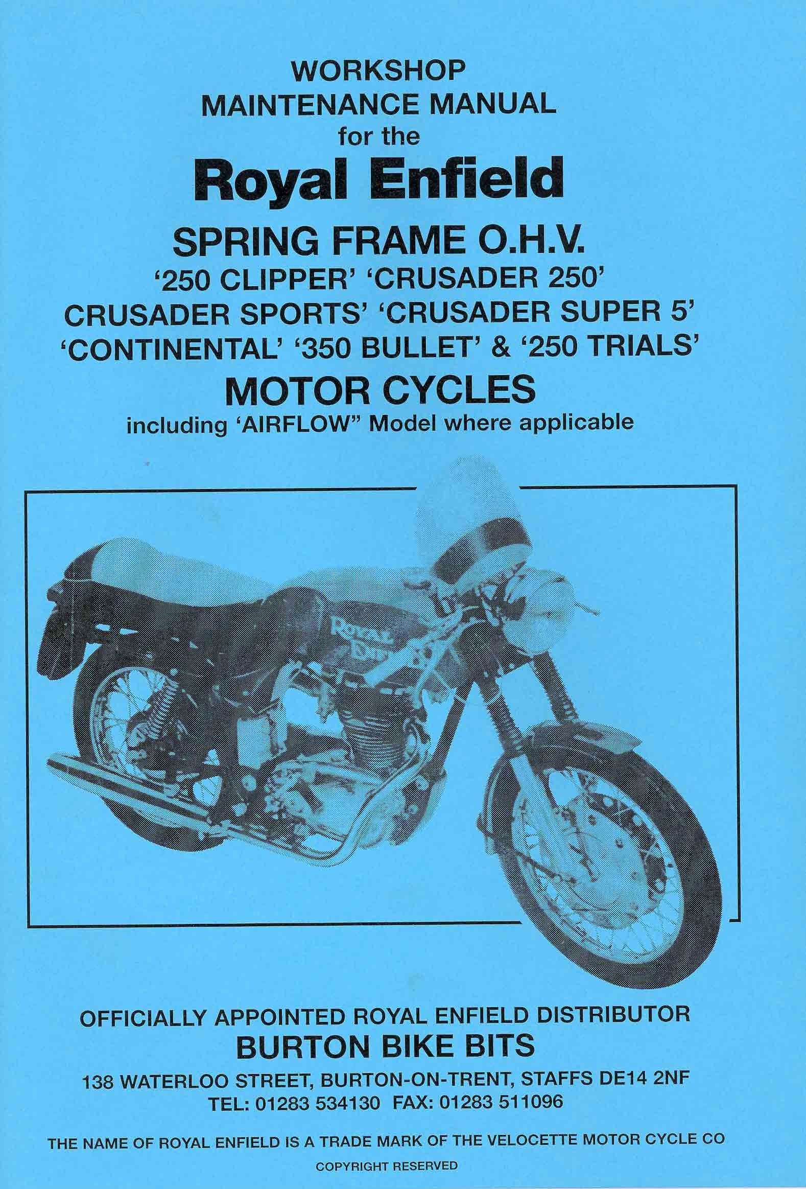 Royal Enfield Spring Frame OHV Workshop Manual
