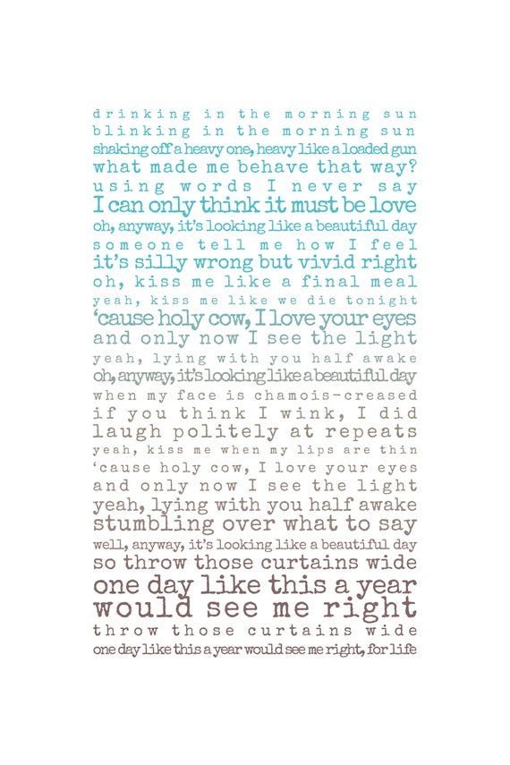 One Day Like This Print, song lyrics print, Gift for husband, Gift for wife, song lyrics first dance #excelwordaccessetc
