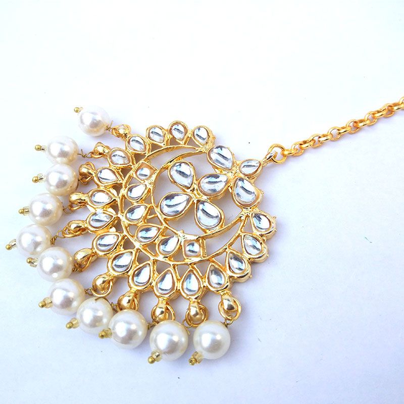 Bridal Maangtikka Elegant Maang Tikka Simple maangtikka tikka headpiece Pearl Maang tika Kundan maangtika Imitation kundan tikka