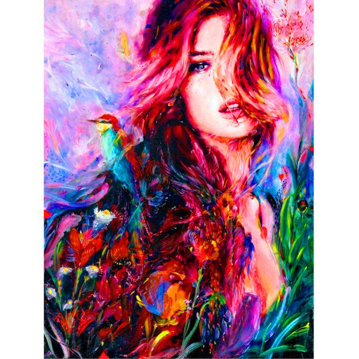 5d Diamond Painting Colorful Birds And Women Paint With Diamonds Art Crystal Craft Decor Diamond Painting Diamond Art 5d Diamond Painting