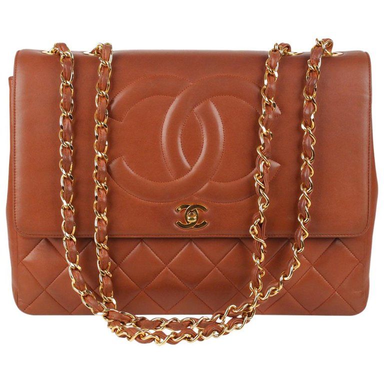 CHANEL CC Logo Lambskin Leather Brown Shoulder bag 760