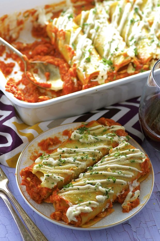 Pumpkin Vegan Cannelloni With Cashew Cream Pumpkin Vegan Cannelloni With Cashew Cream
