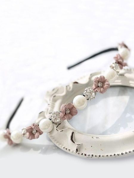 Bandeau Rose Femme Perle Strass Accessoires Cheveux