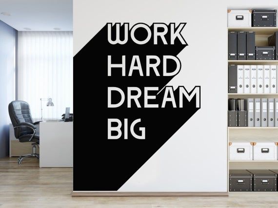 Thank you for visiting our store!!! Please read the whole description about the item. A wall decal, also known as a wall sticker, wall tattoo, or wall vinyl, is a vinyl sticker that is affixed to a wall or other smooth surface for decoration and informational purposes. Wall decals are cut with Office Wall Design, Office Mural, Office Wall Decals, Vinyl Wall Art Decals, Office Walls, Office Interior Design, Office Interiors, Hotel Interiors, Office Art