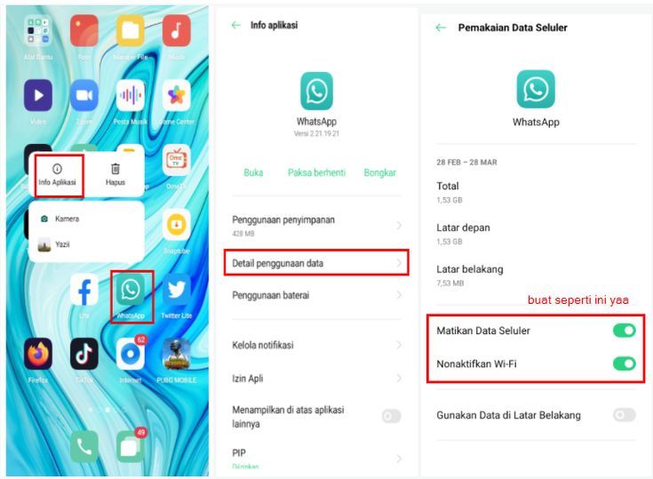 cara menonaktifkan wa di hp oppo