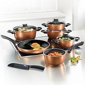 IN-HOME Supertherm Black Ceramic Copper Style Cookware 10 Piece set Induction