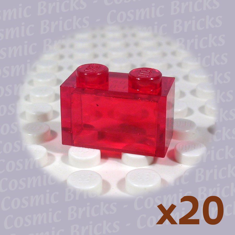 LEGO Trans-Red Brick 1X2 Without Pin e/n 306541 p/n 3065 ...