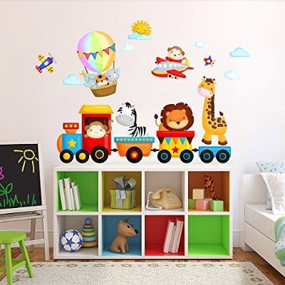 R00350 adesivo murale per bambini wall art trenino della giungla ... Wall stickers per bambini