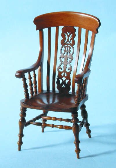 Dollhouse Miniature 1/'/' scale mahogany arm chair