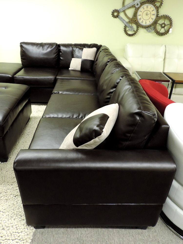 Sacramento Bonded Leather Sectional With Reversible Chaise