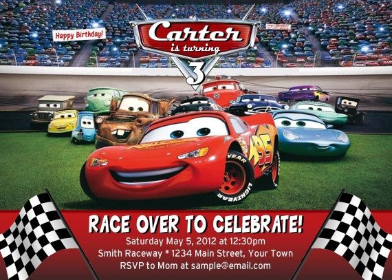 Disney Cars Birthday Invitation Lightning Mcqueen Digital File