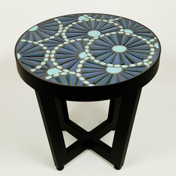 Reserve Listing Custom Square Mosaic Side Table Etsy Side Table Mosaic Mosaic Table Top