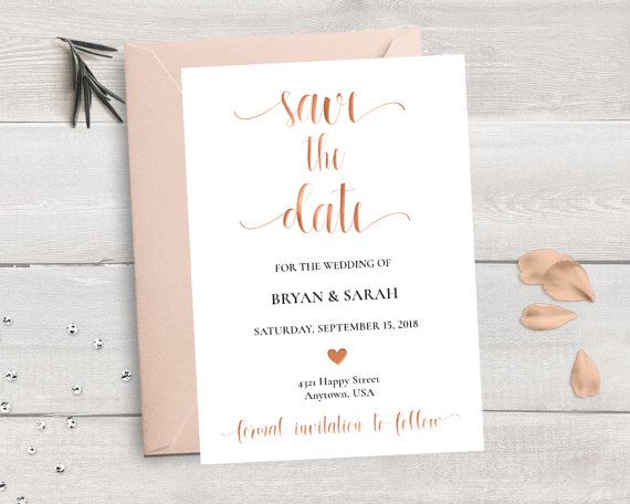 rose gold save the date template save our date printable copper