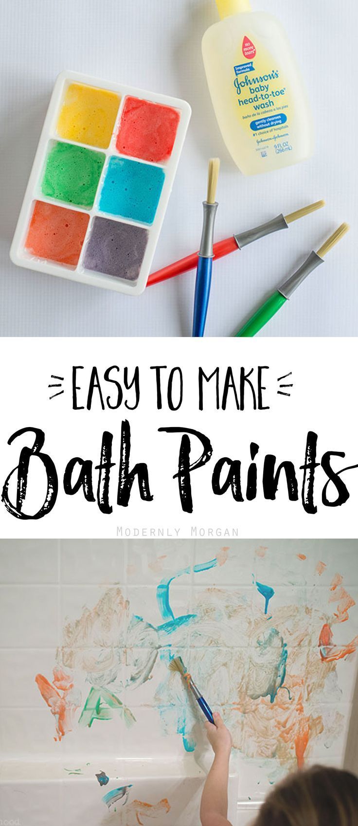 DIY bath paints are easy to make and can be made into a variety of vibrant color...