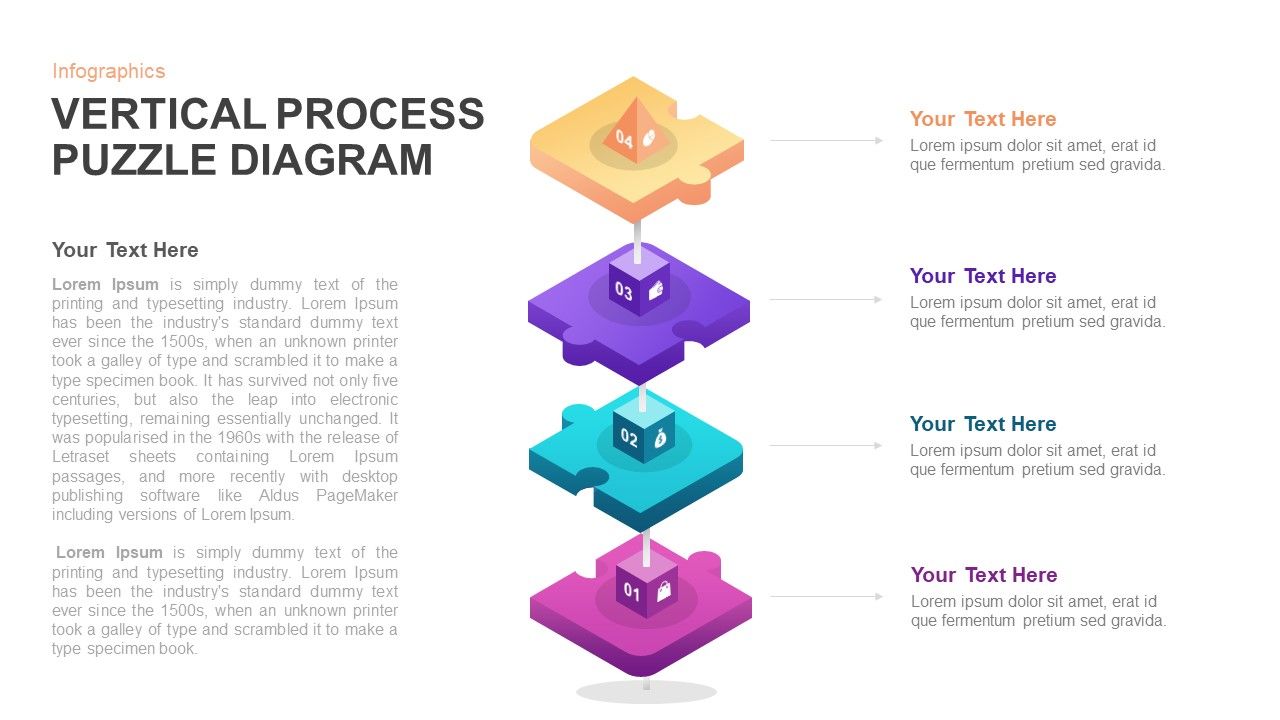 Vertical Process Puzzle Diagram PowerPoint Template in 2021