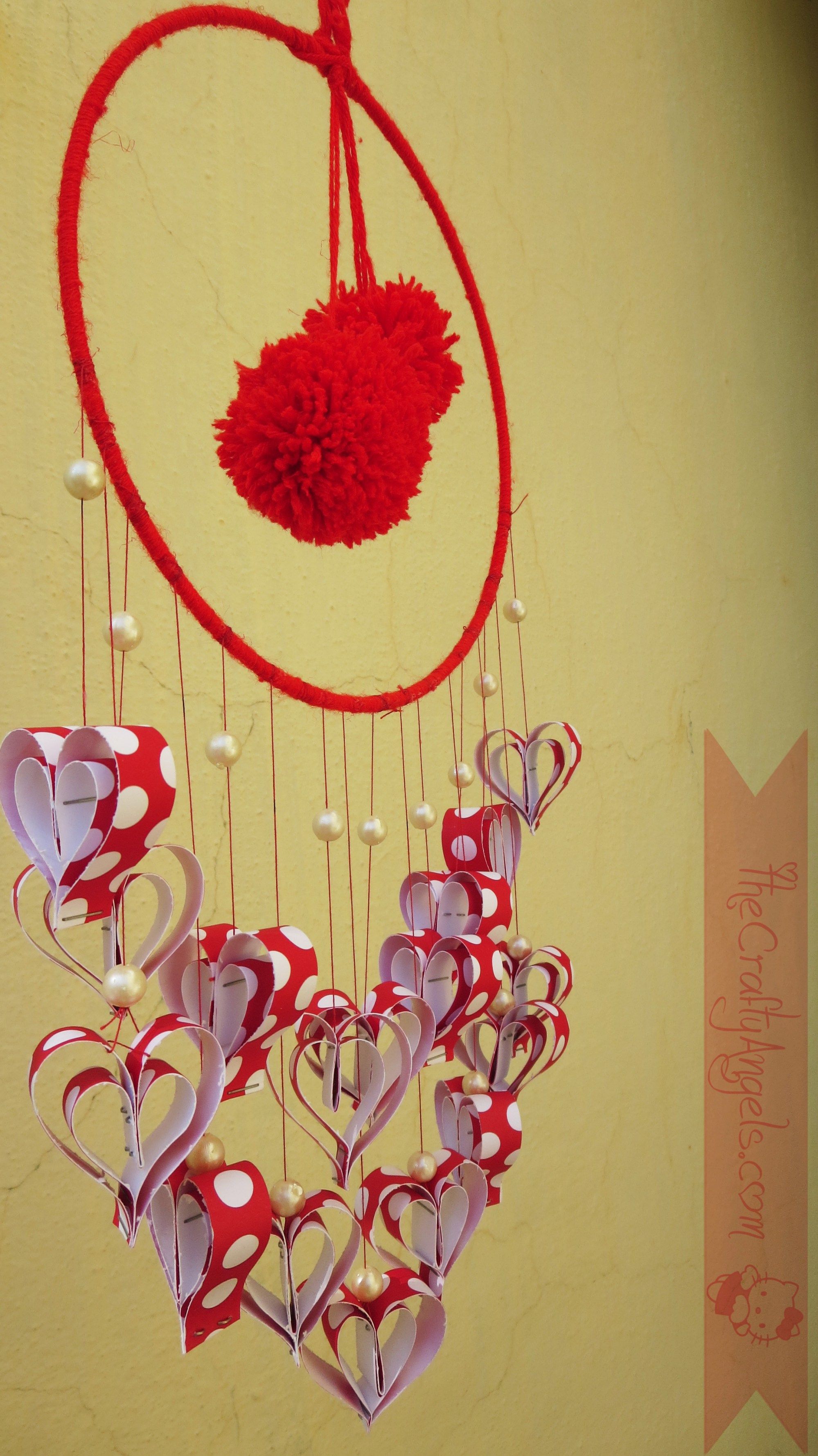 Paper hearts wall hanging | Paper hearts, Heart wall, Wall hanging