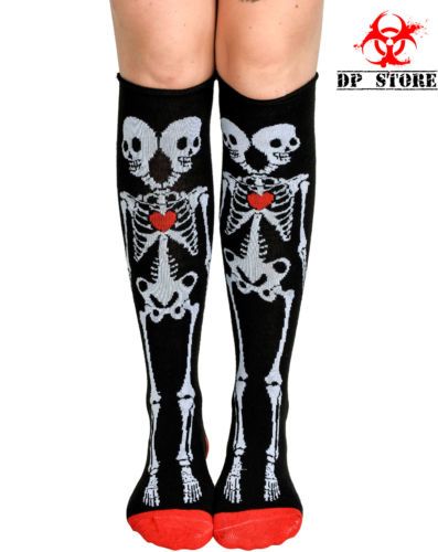 Skeleton Skulls Tattoo Style Pantyhose Gothic Stockings Punk Goth Style