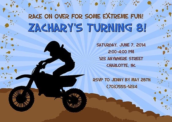 dirt bike motocross birthday party invitations dirt bike motocross birthday invitations