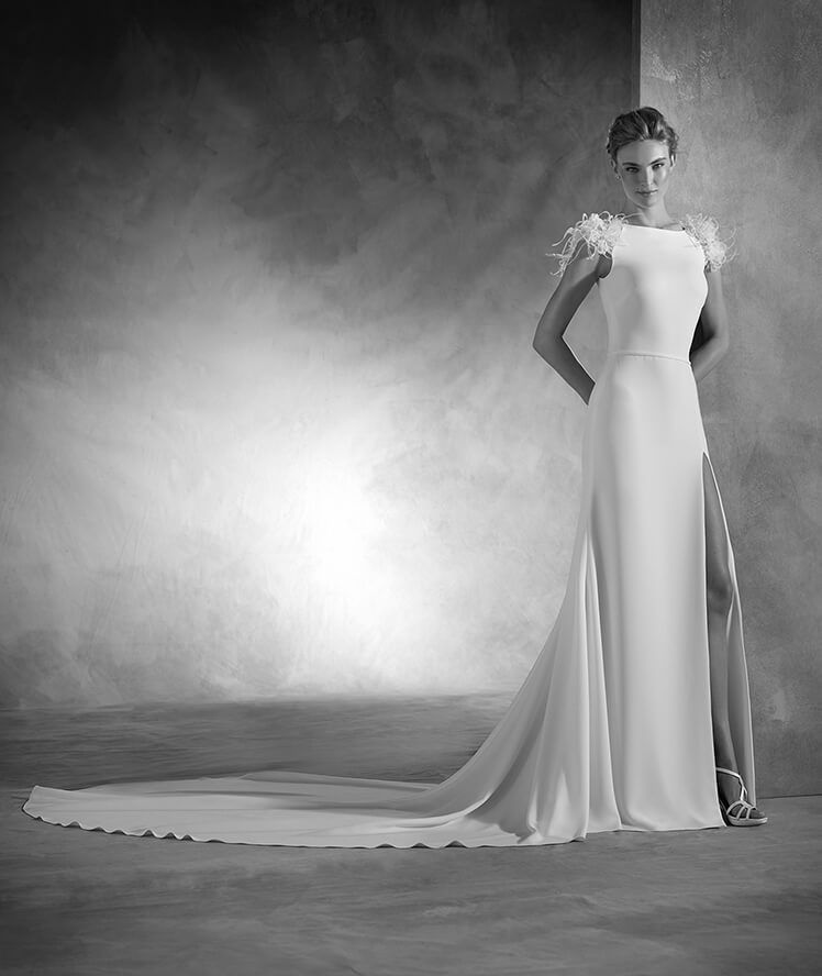 naomi - mermaid wedding dress in crepe and organza with bateau
