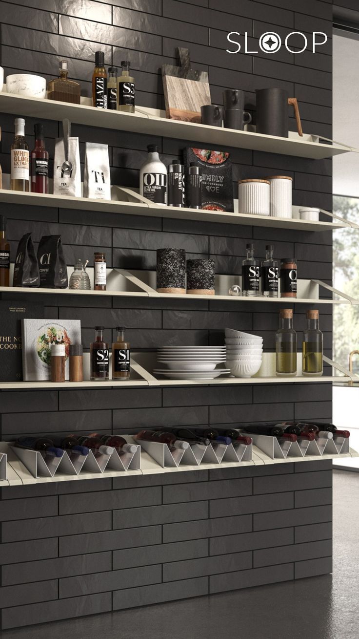 portabottiglie di design in metallo moderno Spirito di Sloop arredi per arredare e organizzare la dispensa da sogno con mensole a vista Metallica, Design, Trendy Tree