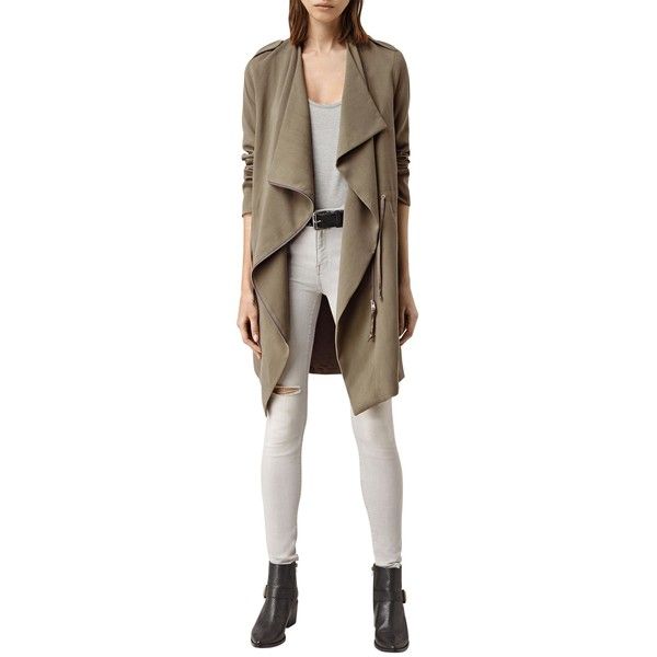 Allsaints Ellaria Coat Sage Green Military Style Coats Allsaints Ellaria Coat Sage Green, Allsaints Sage Long Trench Coat Black