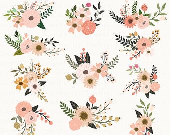 Download Rustic Flower Clipart + Quote. Vector flowers, Floral clip ...