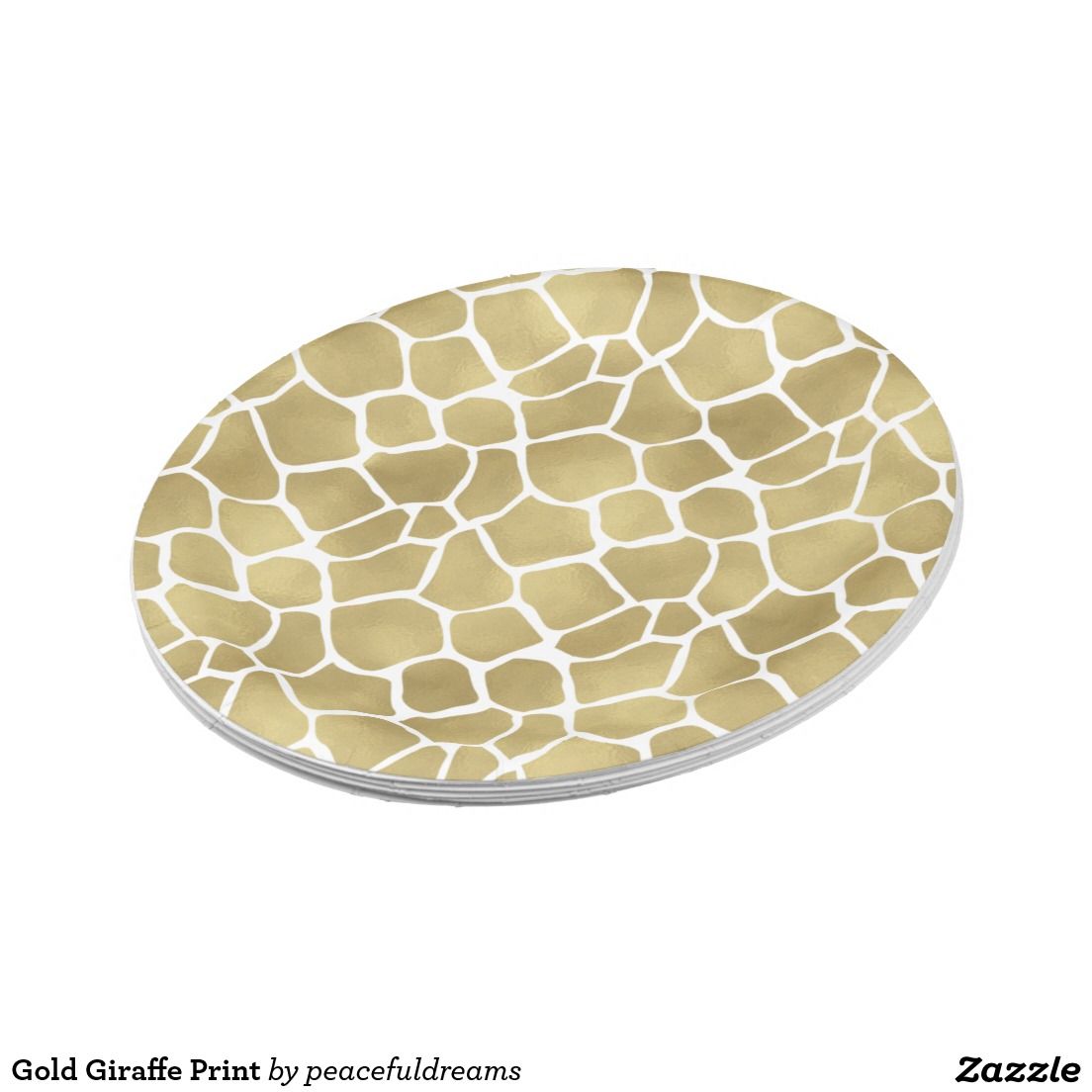 Gold Giraffe Print Paper Plate | Giraffe Gold Giraffe Print Paper Plate | Giraffe