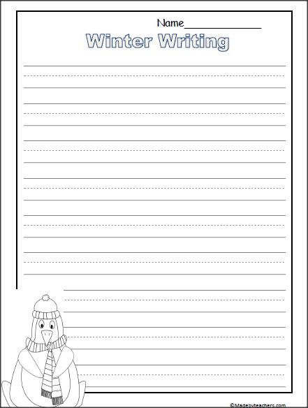 This is a set of 4 free penguin writing templates for winter You