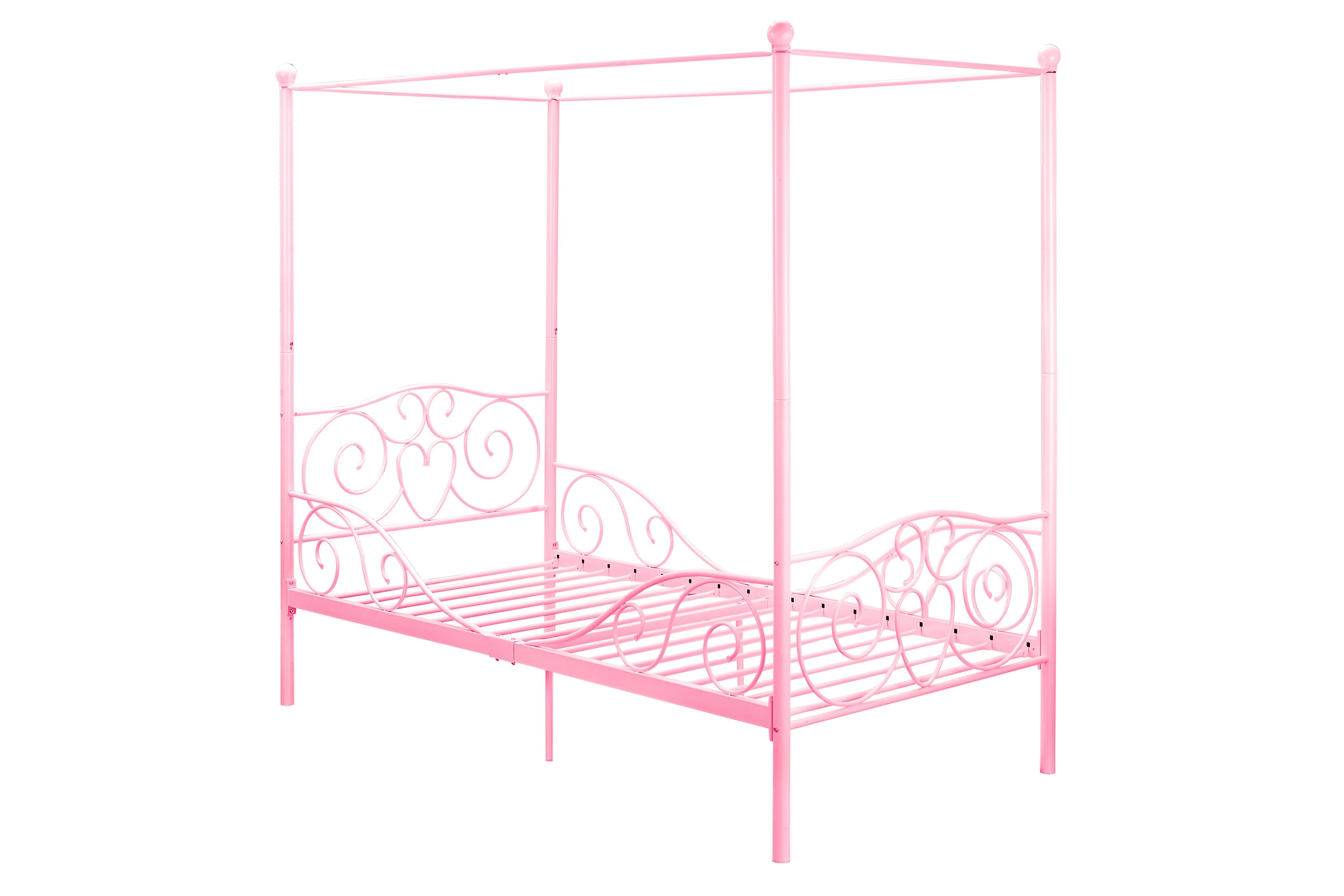 Canopy Canopy Twin Bed, Pink Twin Canopy Bed, Bed Frame, Metal Beds - Canopy Canopy Twin Bed, Pink Twin Canopy Bed, Bed Frame, Metal Beds