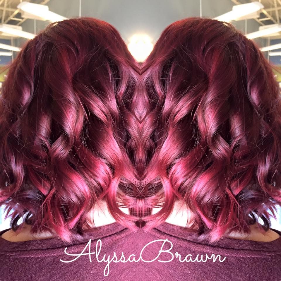 vibrant red, mermaid hair, unicorn hair, short hair, curly hair, red