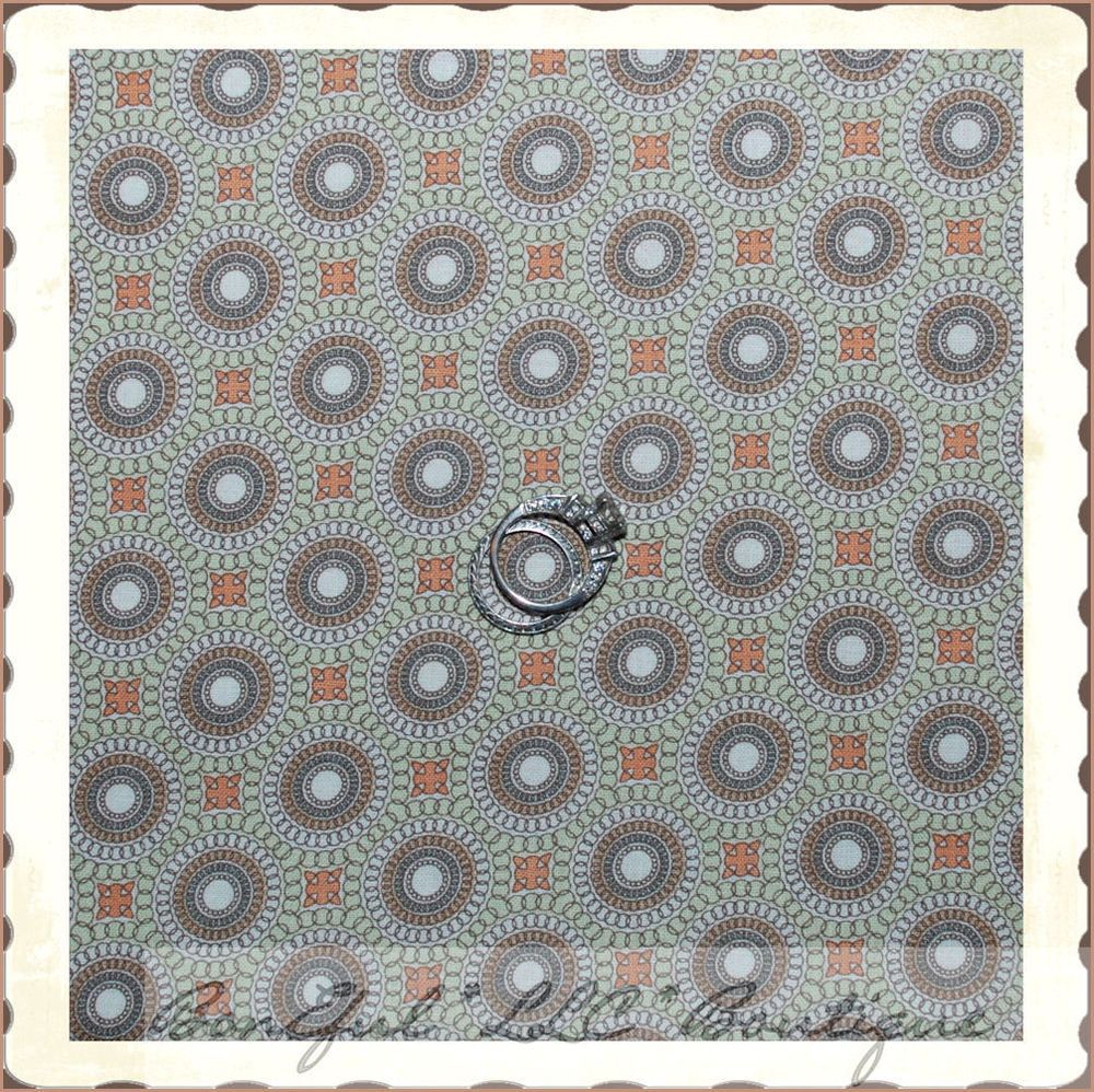 BonEful Fabric FQ Cotton Quilt VTG Brown Cream Tan Peach Dot Block Swirl Calico