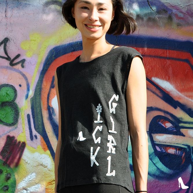 ICKGIRL-SparklesLinen-Pichacao-Frontprint-left-b-w-Size-S Berlin, T Shirts For Women, Tank Tops, Women's Top, Fashion, Women's T Shirts, Breien, Cotton, Moda