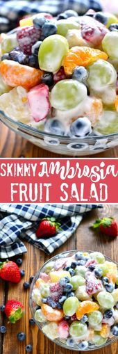 Skinny Ambrosia Fruit Salad Recipe - Girls Pop-Dishes Skinny Ambrosia Fruit Sal...