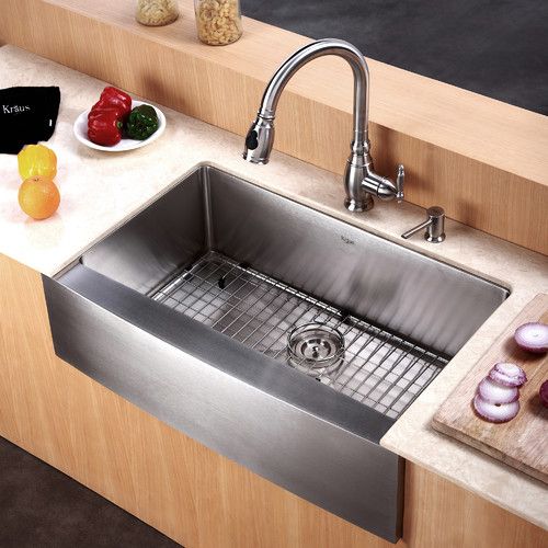 30 L X 21 W Farmhouse Kitchen Sink With Basket Strainer Stainless Steel Single Bowl Farmhouse Sink Kitchen, Kraus Farmhouse Sink